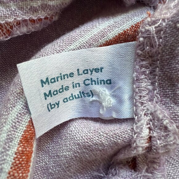 Marine Layer Size M Purple Lavender Stripe Linen Blend Lake Tank Dress - Picture 9 of 16